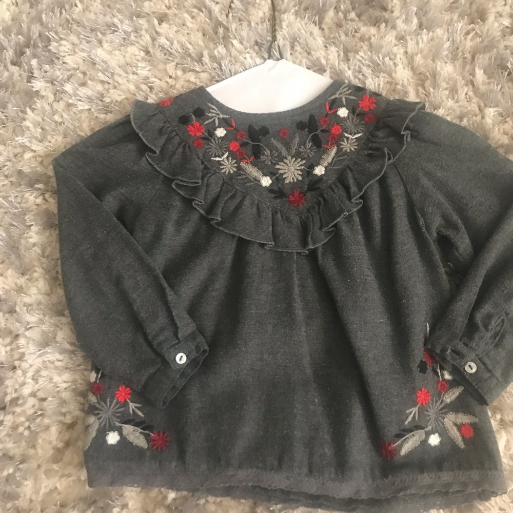 Zara Gray Embroidered Shirt